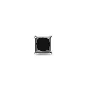 1.00 Ct of 5.00-6.00 mm Black Diamond Mens Stud Earring in 18K White Gold {DIAMOND APPRAISAL INCLUDED} 1.00 Ct of 5.00-6.00 mm Black Diamond Mens Stud Earring in 18K White Gold {DIAMOND APPRAISAL INCLUDED}