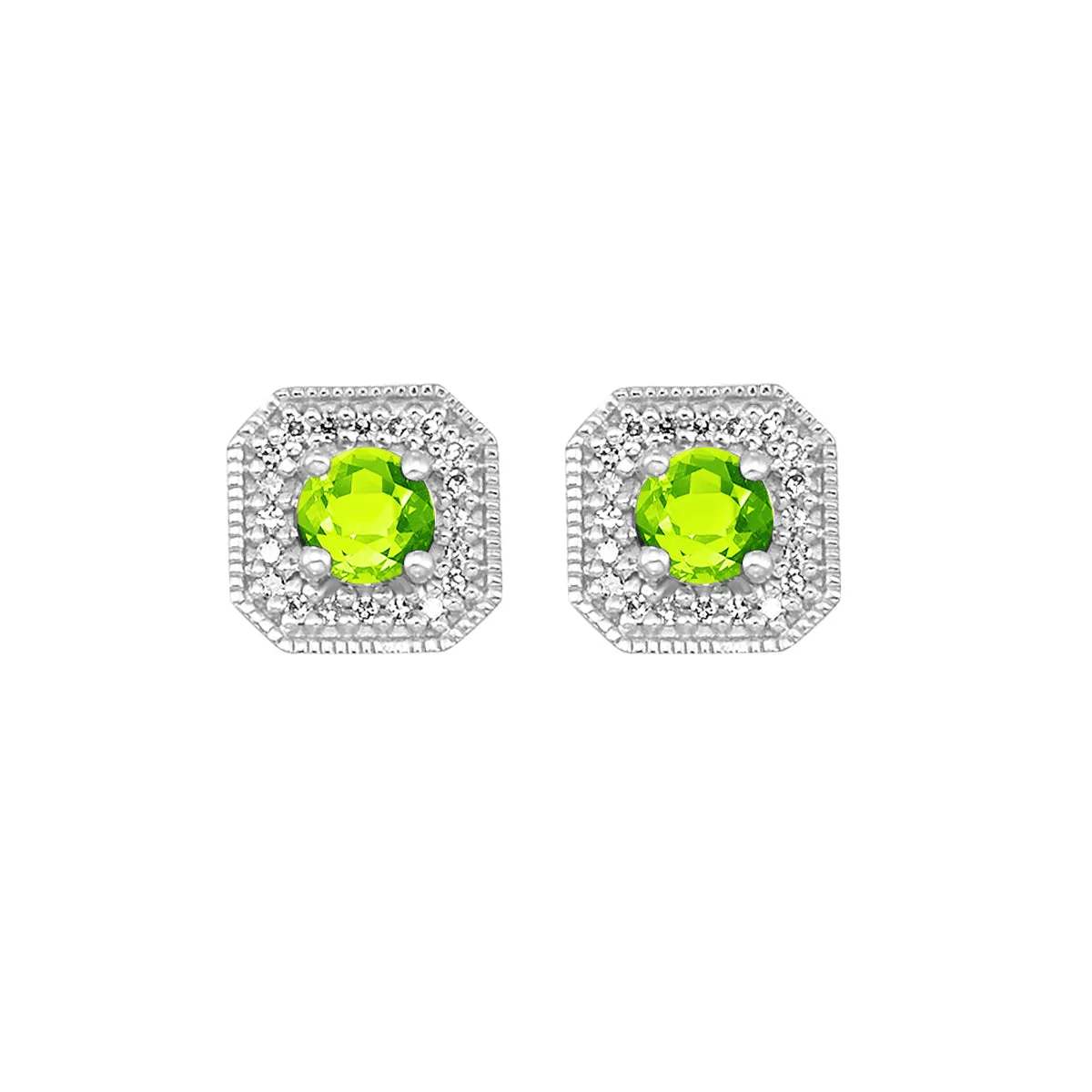 10Kt White Gold Diamond 1/10Ctw & Peridot 3/4Ctw Earring