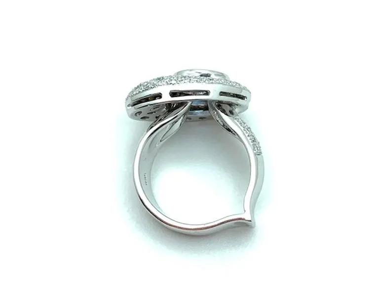 1.41 Carat Santa Maria Aquamarine and Diamond Cocktail Ring in 18k White Gold