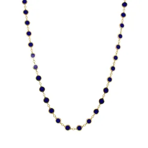 14K Gold & Lapis Circle Station Necklace