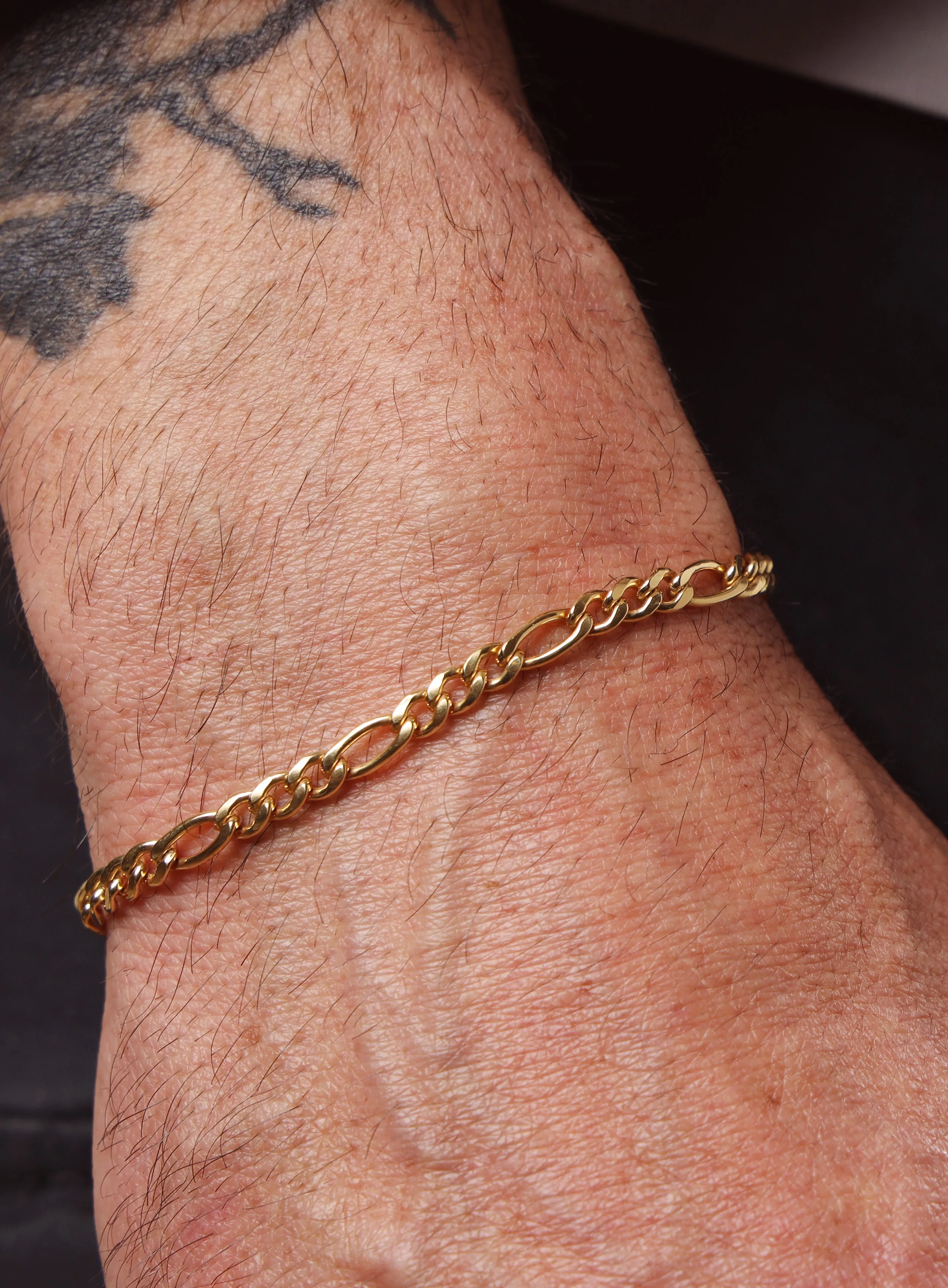 14K Gold Filled Figaro 4.5mm Wide Men's Chain Bracelet