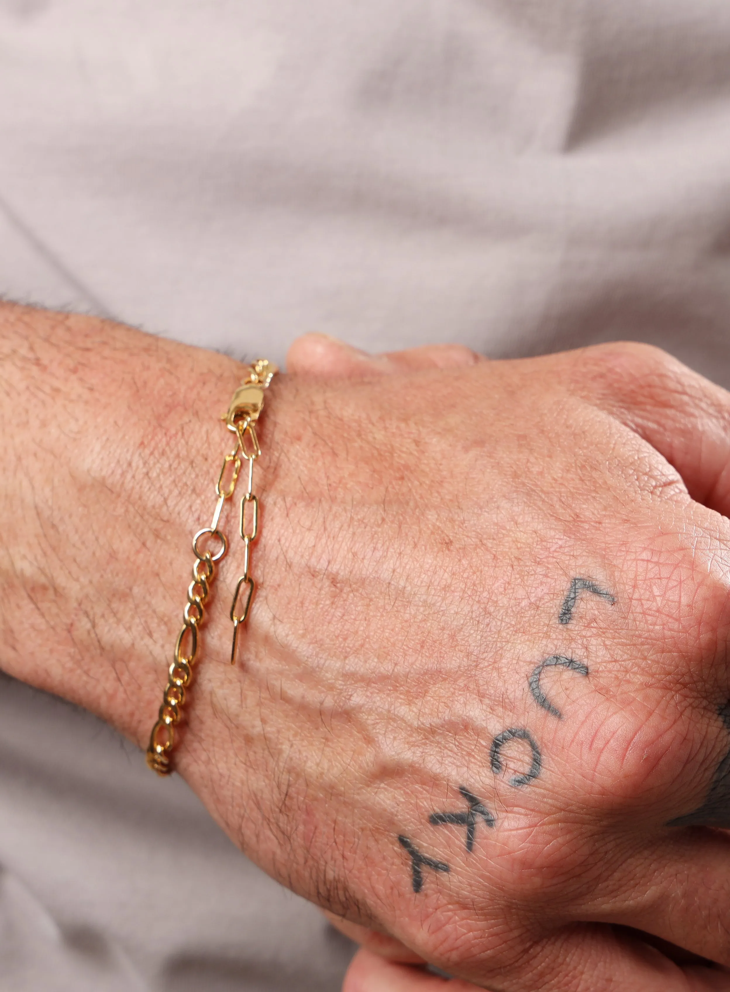14K Gold Filled Figaro 4.5mm Wide Men's Chain Bracelet