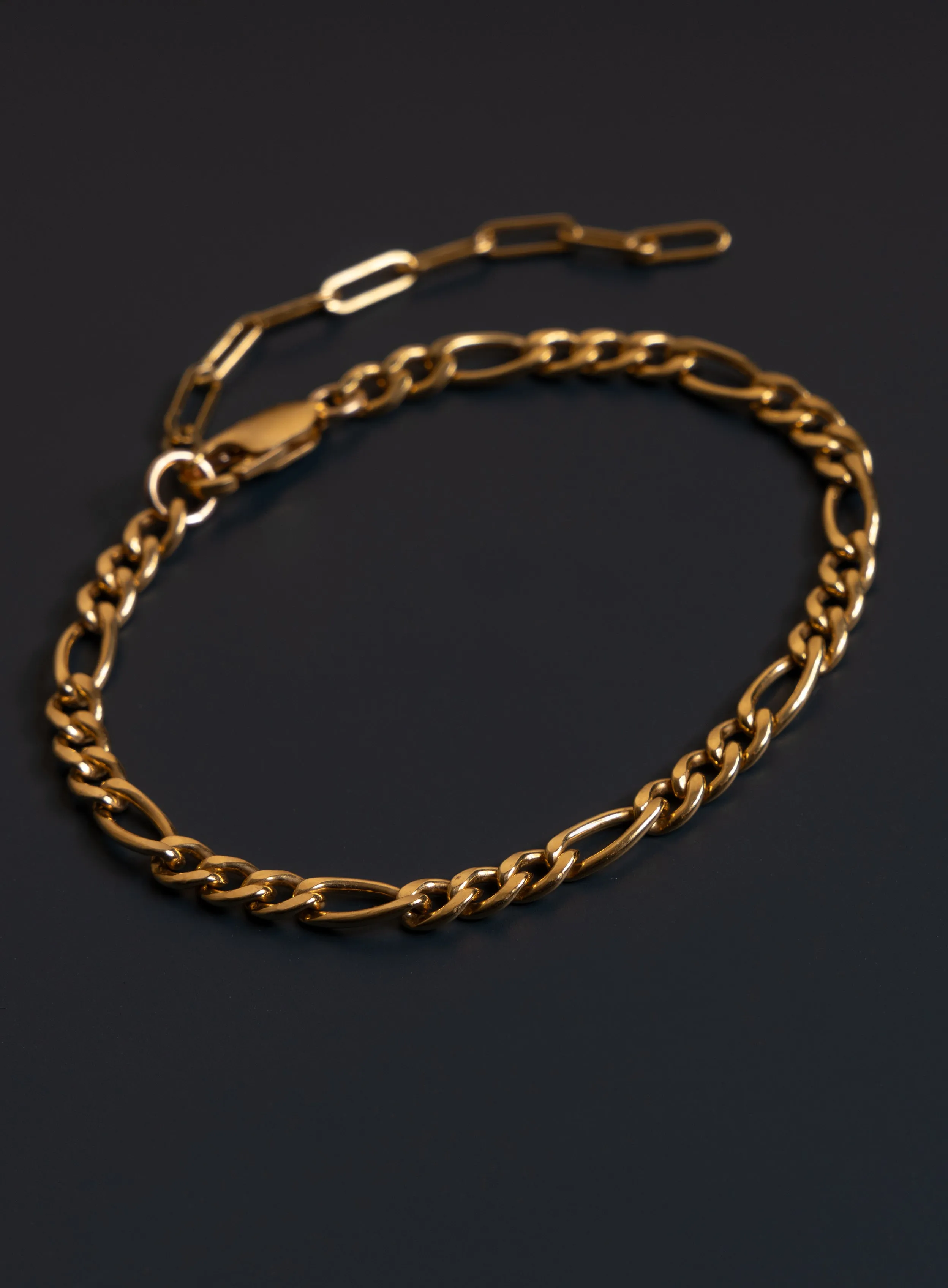 14K Gold Filled Figaro 4.5mm Wide Men's Chain Bracelet