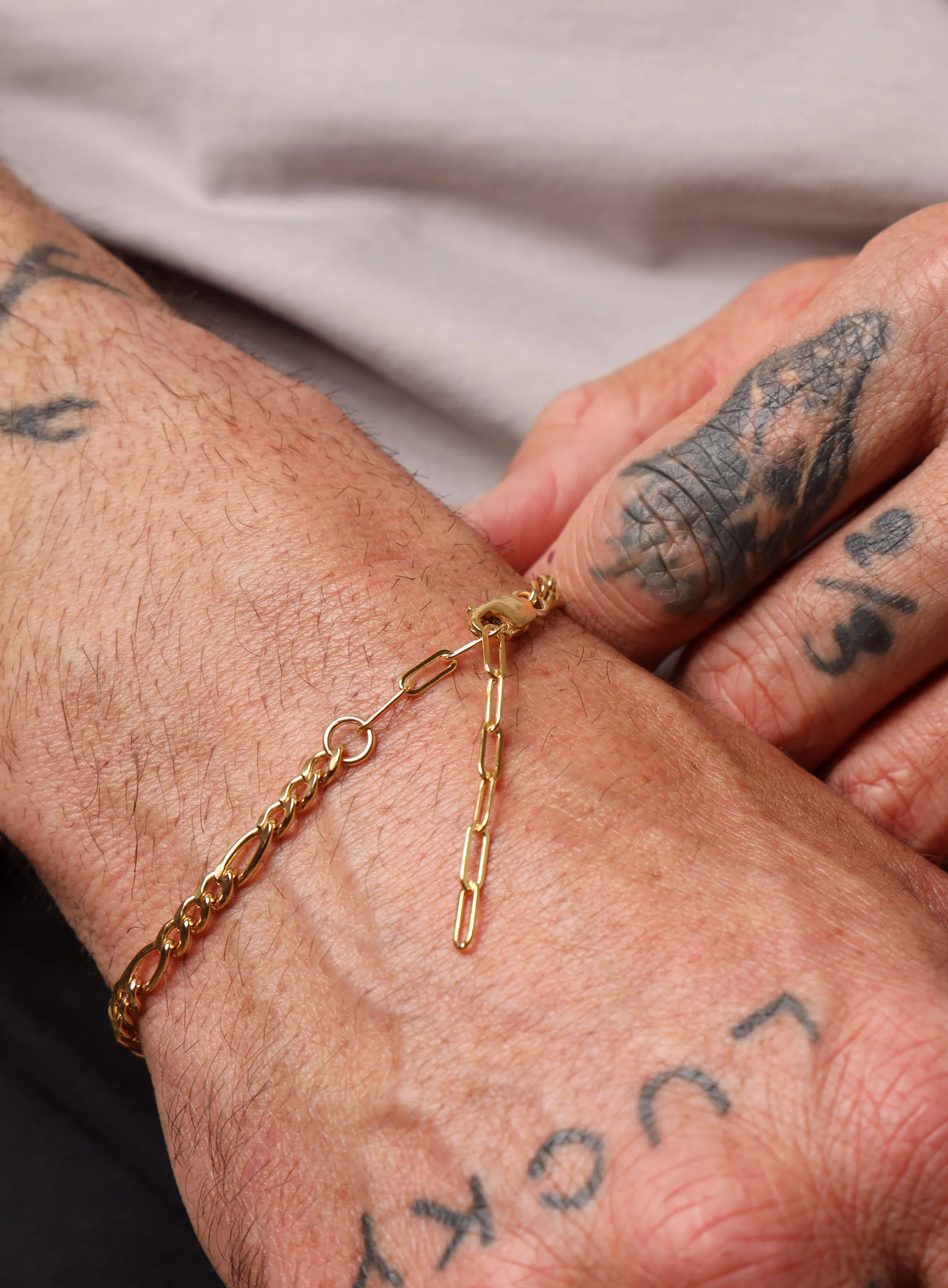 14K Gold Filled Figaro 4.5mm Wide Men's Chain Bracelet