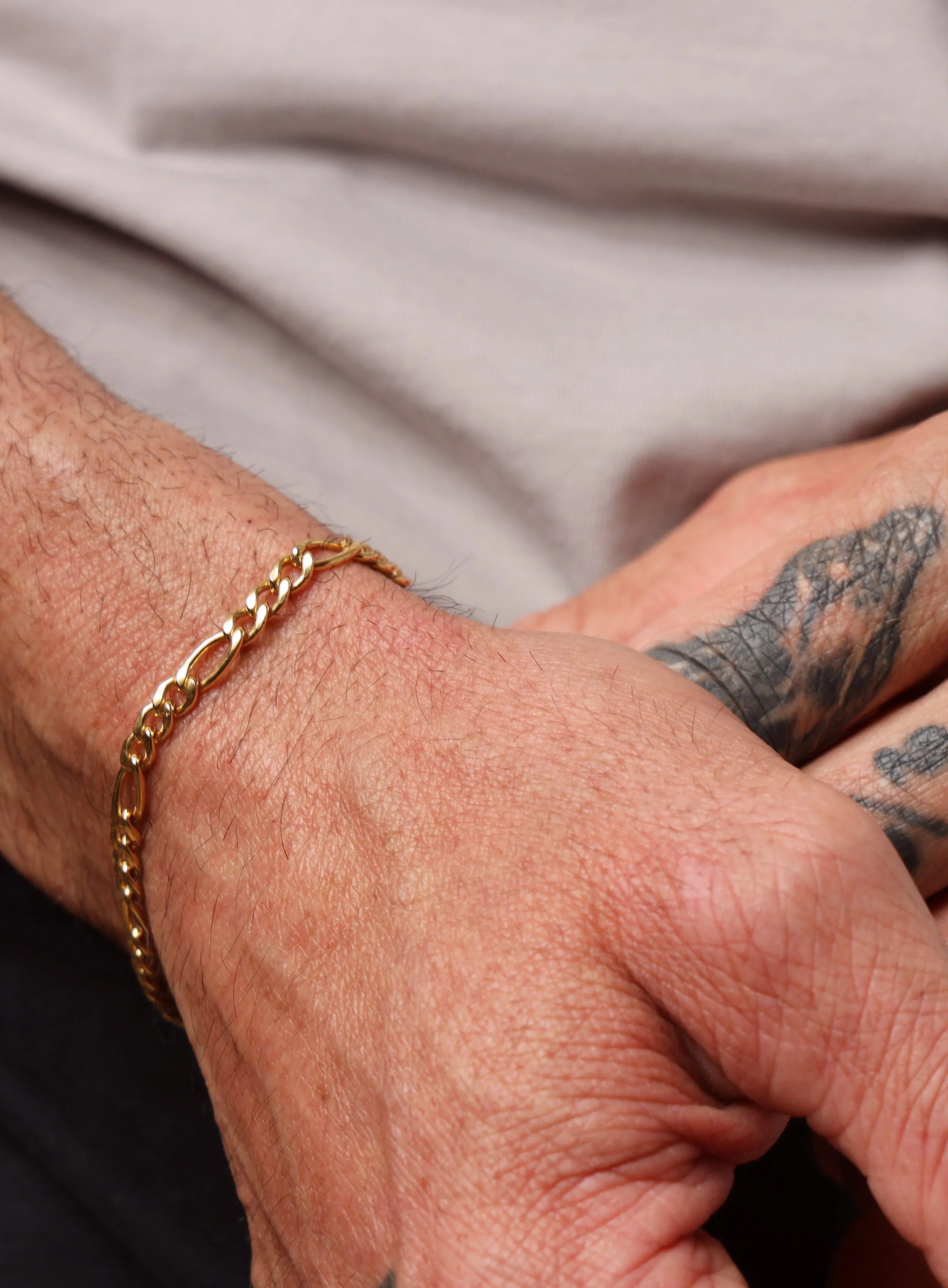 14K Gold Filled Figaro 4.5mm Wide Men's Chain Bracelet