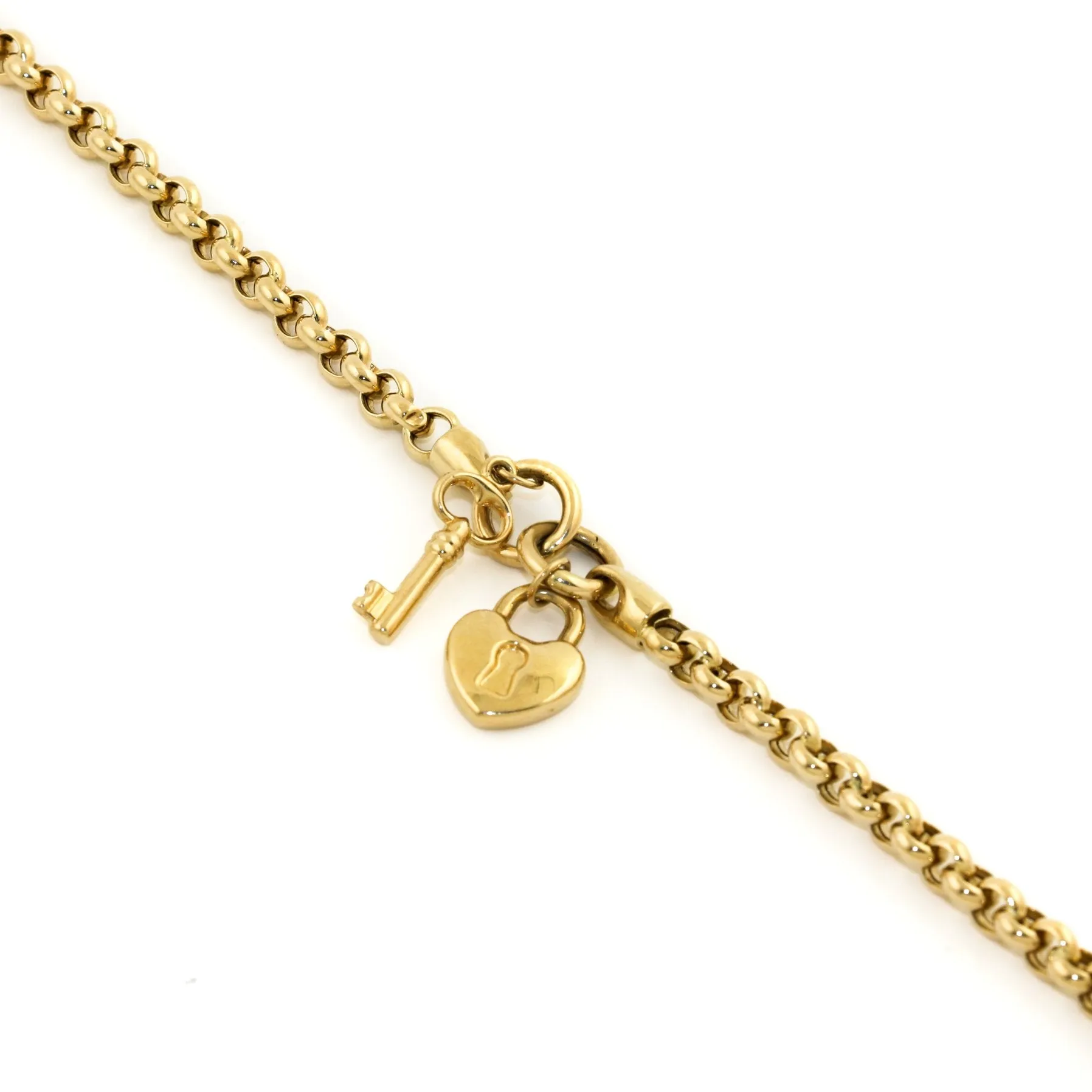 14k Gold x 4mm Rolo Link "Lock & Key" Bracelet