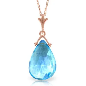 14K Solid Rose Gold Briolette Blue Topaz Necklace Jewelry Deluxe