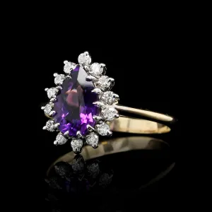 14K Two-tone Gold Estate Amethyst and Diamond Ring