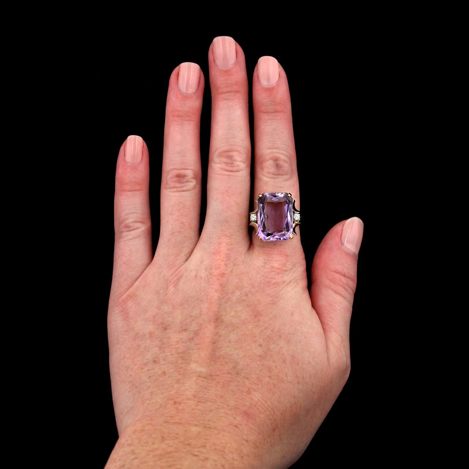 14K Two-tone Gold Estate Amethyst and Diamond Ring