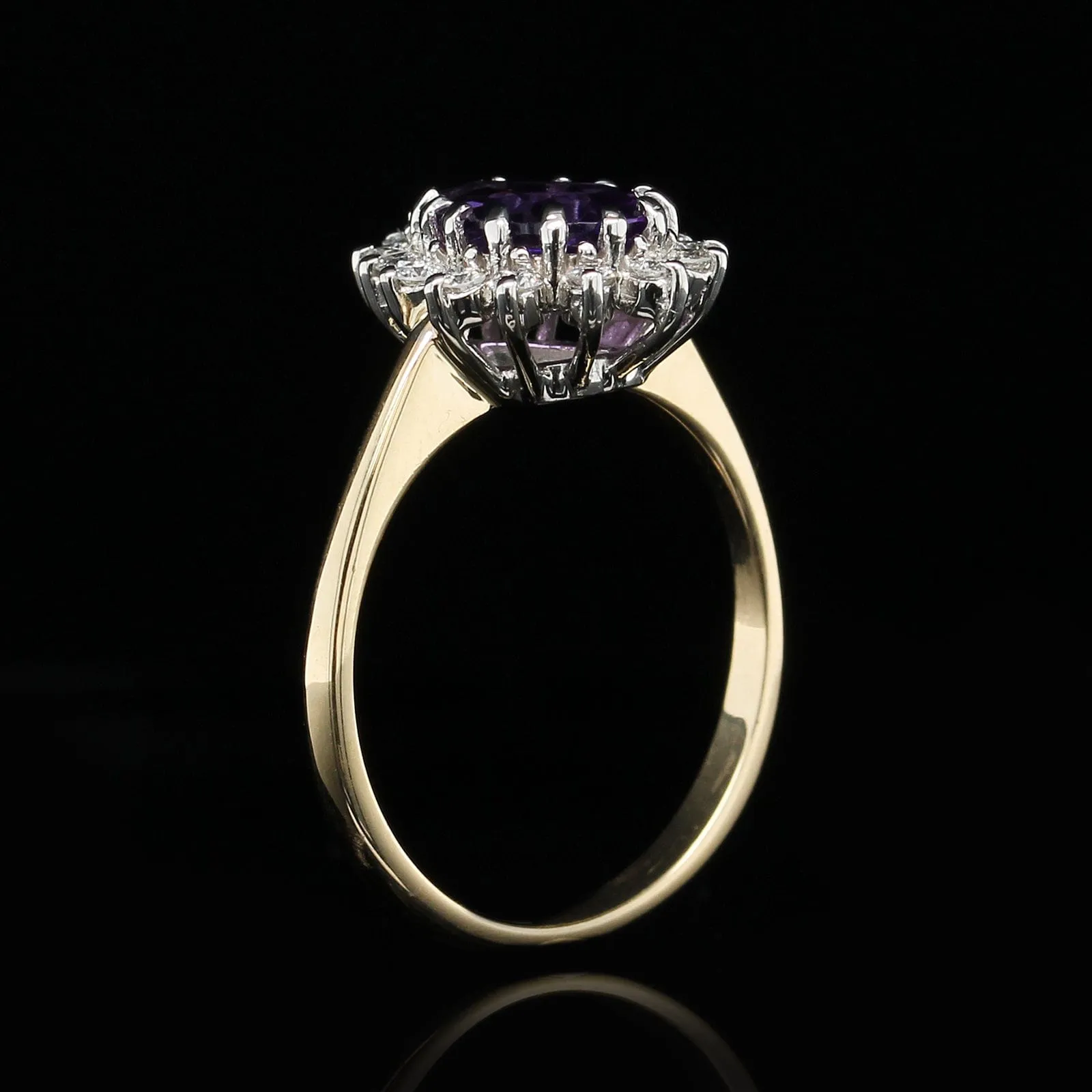 14K Two-tone Gold Estate Amethyst and Diamond Ring
