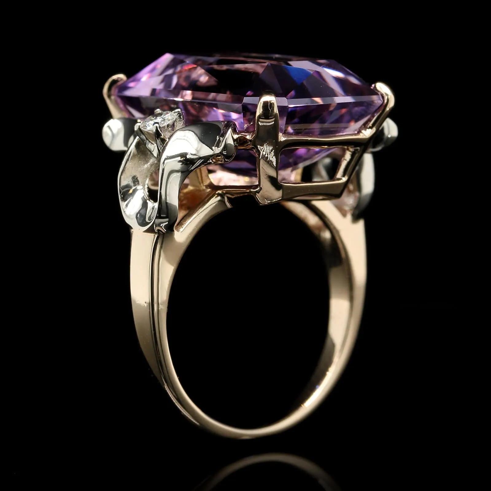 14K Two-tone Gold Estate Amethyst and Diamond Ring