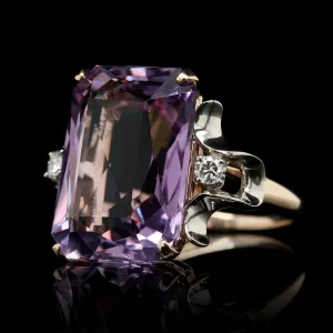 14K Two-tone Gold Estate Amethyst and Diamond Ring