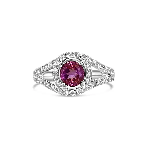 14K White Gold Amethyst and Diamond Ring