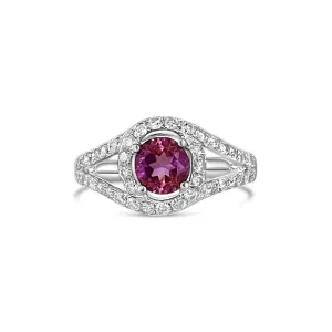14K White Gold Amethyst and Diamond Ring