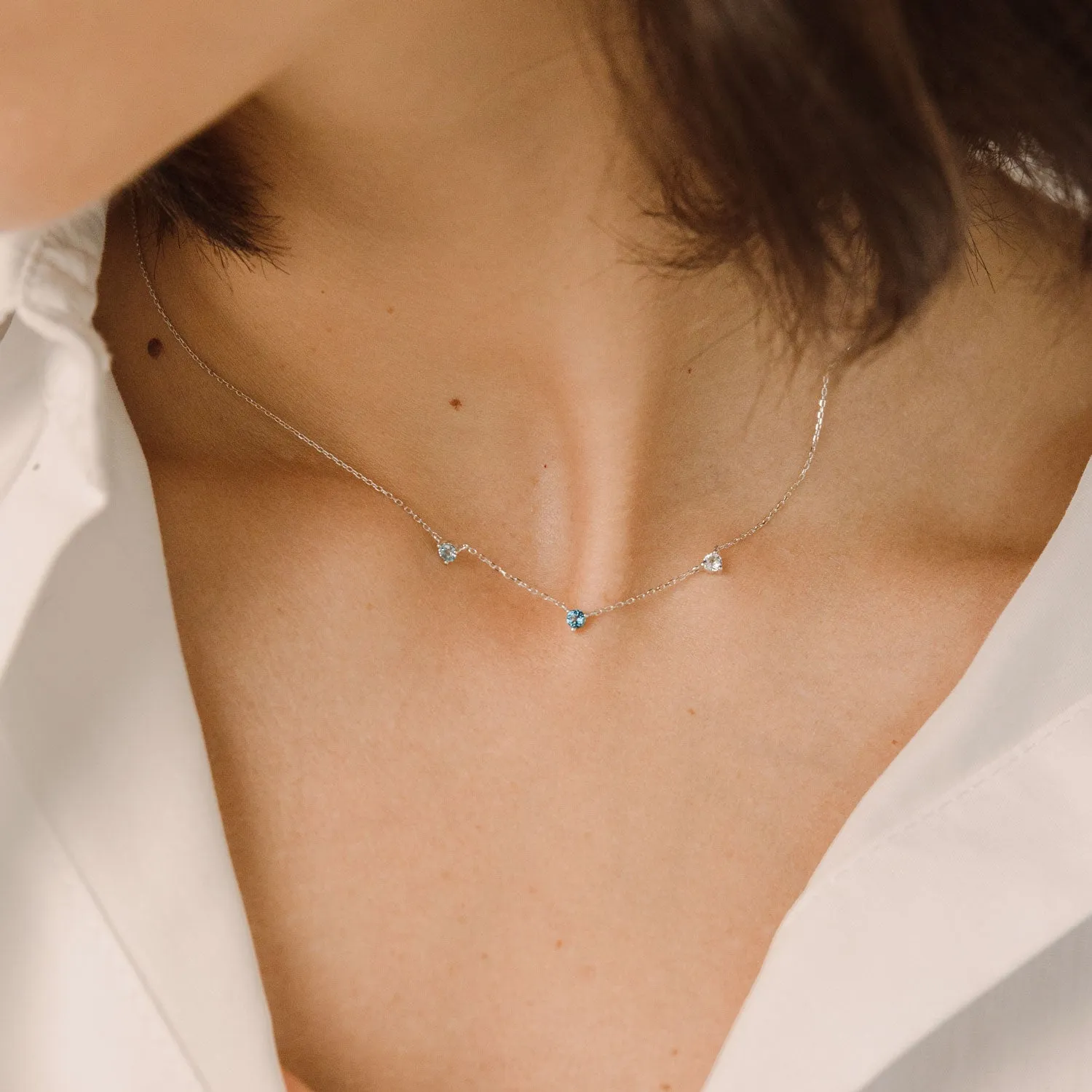 14k White Gold Florence Blue Topaz Necklace