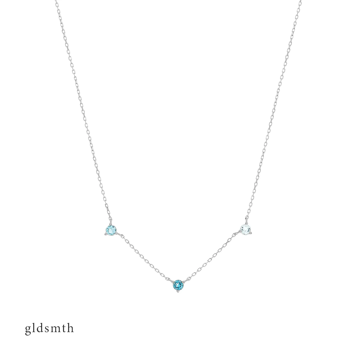 14k White Gold Florence Blue Topaz Necklace