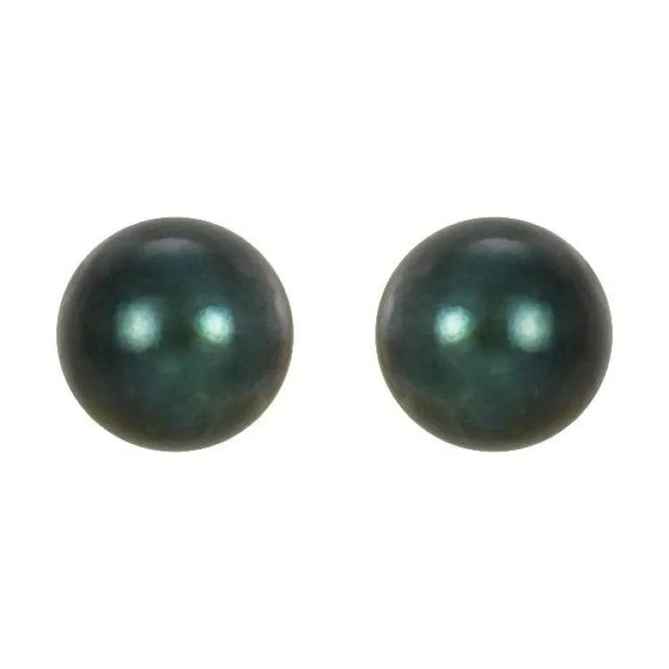 14K Yellow 5 mm Cultured Black Akoya Pearl Earrings