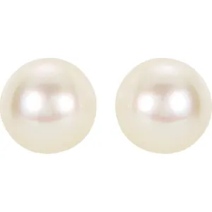 14K Yellow 5 mm Cultured White Akoya Pearl Earrings