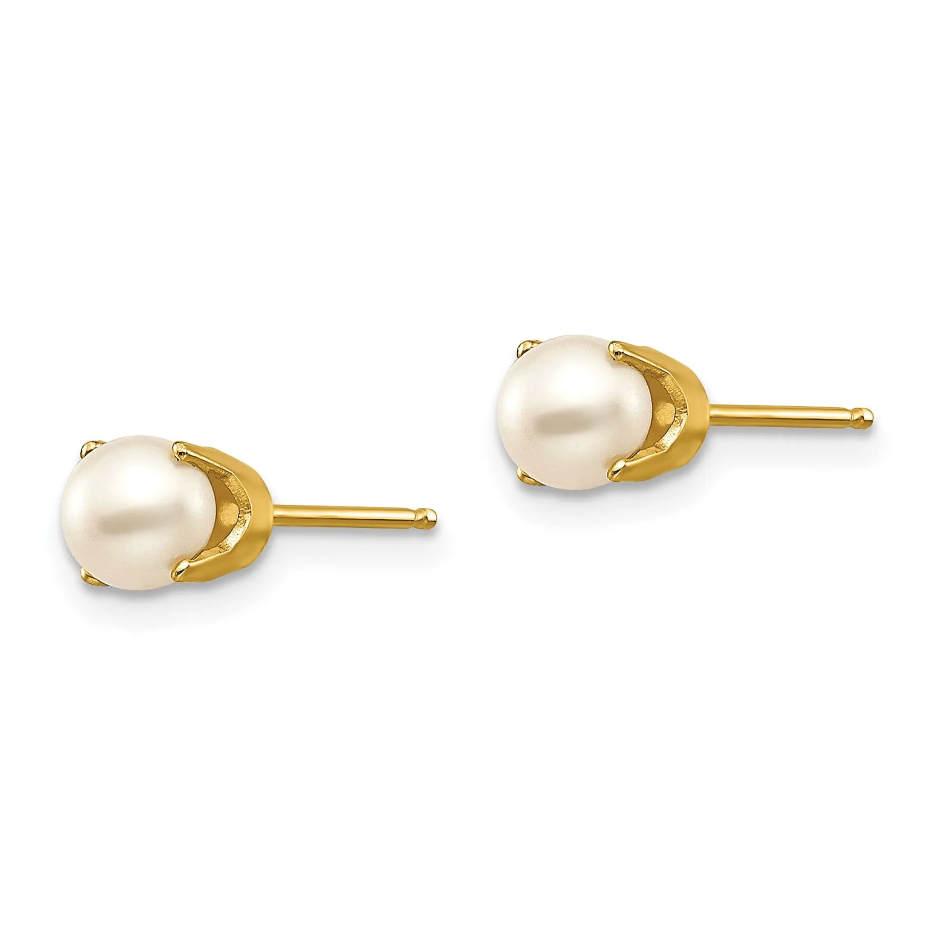 14k Yellow Gold Cultured Pearl Birthstone Earrings