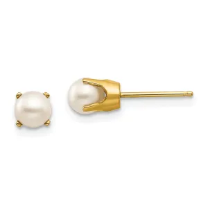 14k Yellow Gold Cultured Pearl Birthstone Earrings