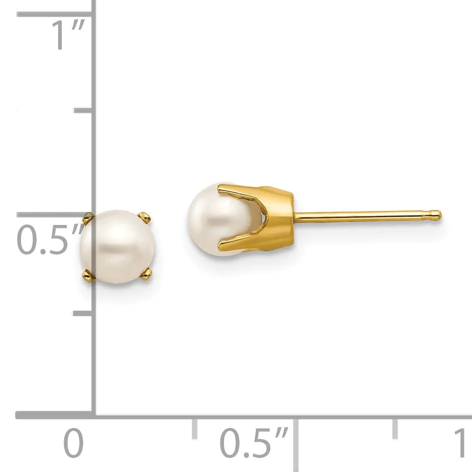 14k Yellow Gold Cultured Pearl Birthstone Earrings