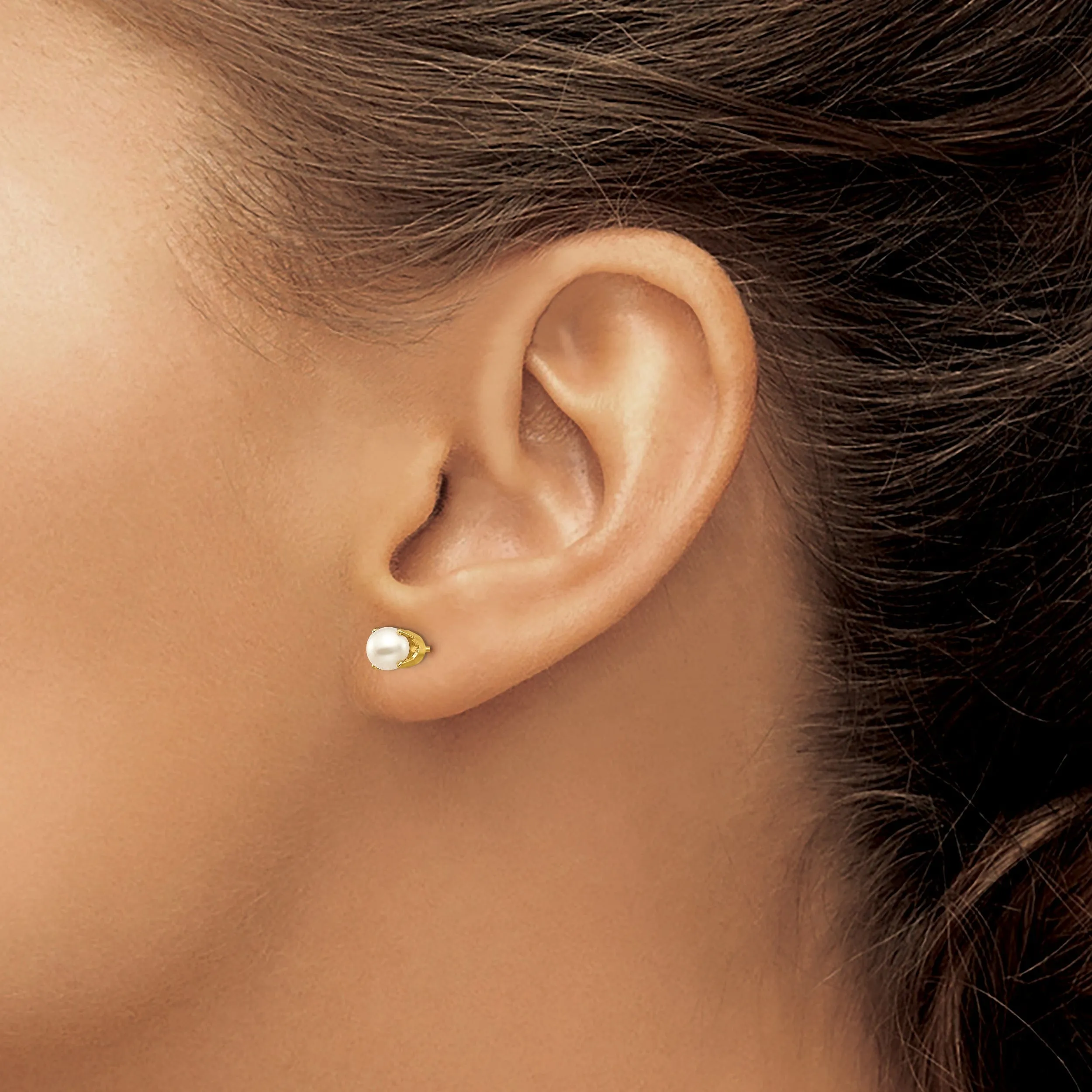14k Yellow Gold Cultured Pearl Birthstone Earrings