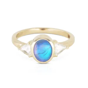 14K Yellow Gold Opal Trillion Ring