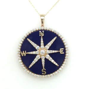 14K Yellow Lapis & Natural Diamond 18 inch Necklace