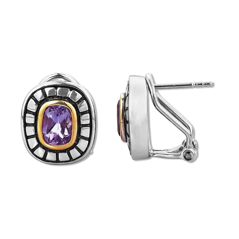 1.70ct Amethyst Earrings in 14K gold And 925 Sterling Sliver (141E113905AM)
