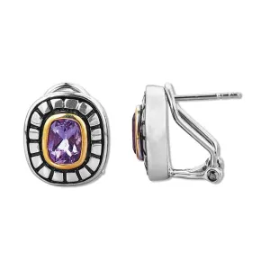 1.70ct Amethyst Earrings in 14K gold And 925 Sterling Sliver (141E113905AM)