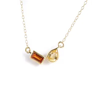18ct gold yellow and orange sapphire necklace