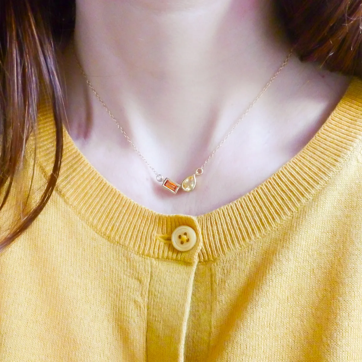 18ct gold yellow and orange sapphire necklace