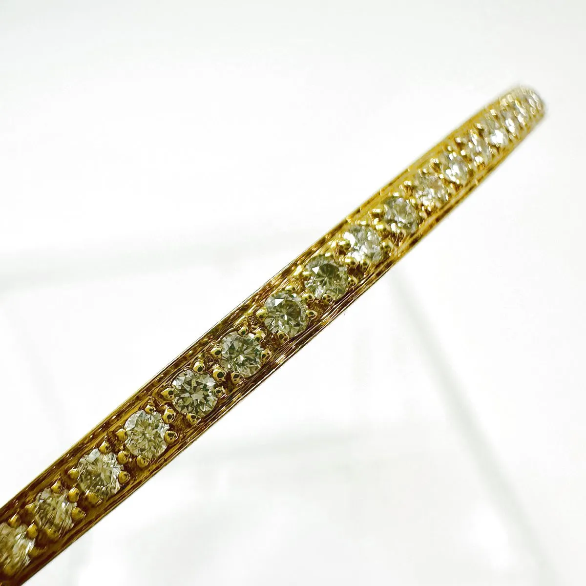 18K Gold Bangle Bracelet with 100 Full Cut Diamonds