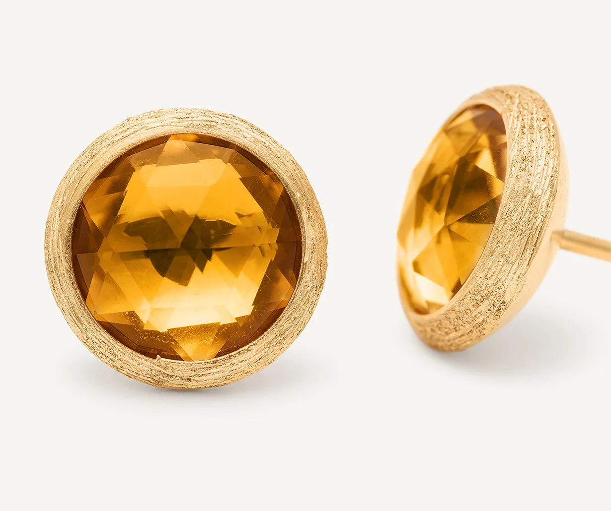 18K Yellow Gold Citrine Stud Earrings