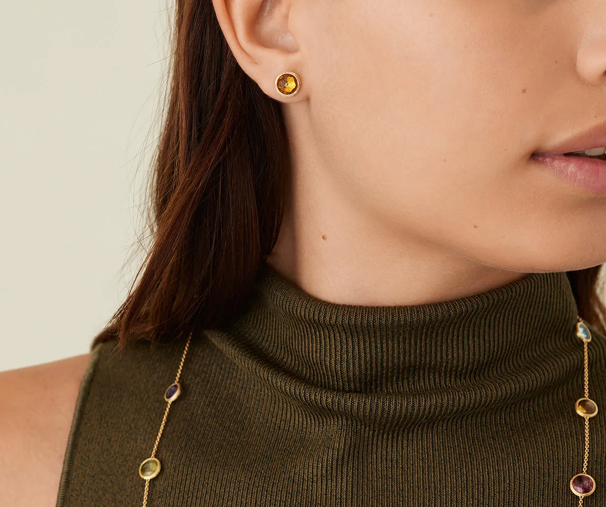 18K Yellow Gold Citrine Stud Earrings