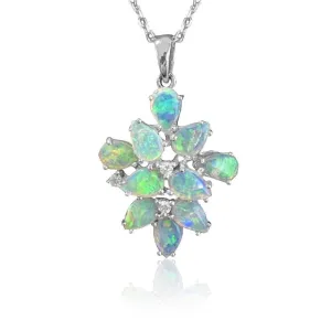 18kt White Gold Opal and Diamond pendant