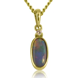 18kt Yellow Gold Black Opal and Diamond pendant