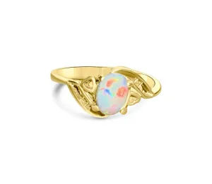 18kt Yellow Gold Black Opal solitaire ring