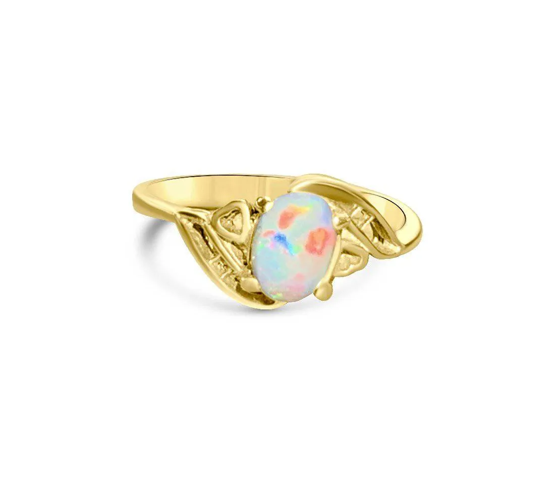 18kt Yellow Gold Black Opal solitaire ring