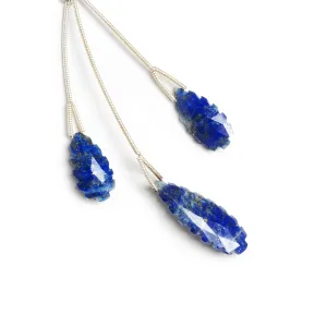 18x10mm Lapis Lazuli Scalloped Pear Focals 3 Beads