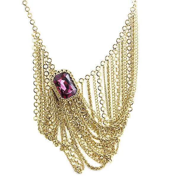 1928 Jewelry Austrian Crystal Amethyst Chain Bib Necklace 16"   3" Extender