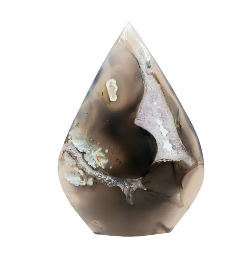 200G Agate Crystal with Amethyst Teardrop Point