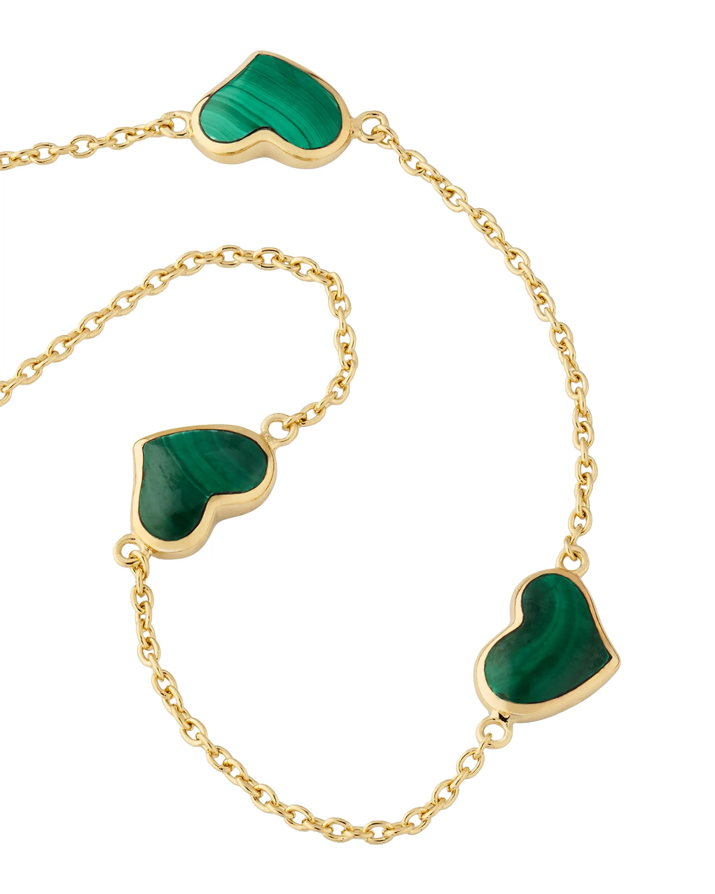 3 Station Heart Gold Vermeil Sterling Necklace