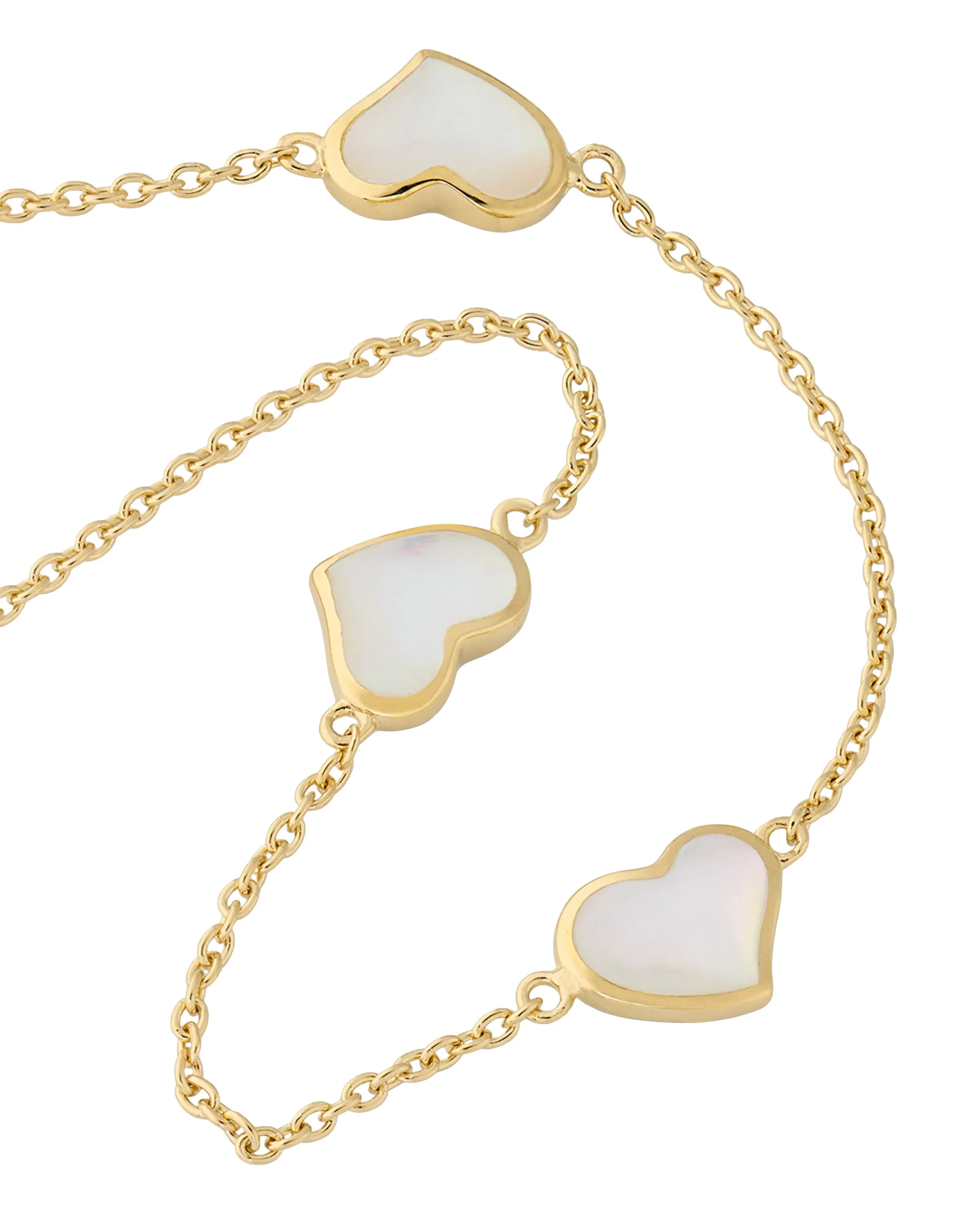 3 Station Heart Gold Vermeil Sterling Necklace