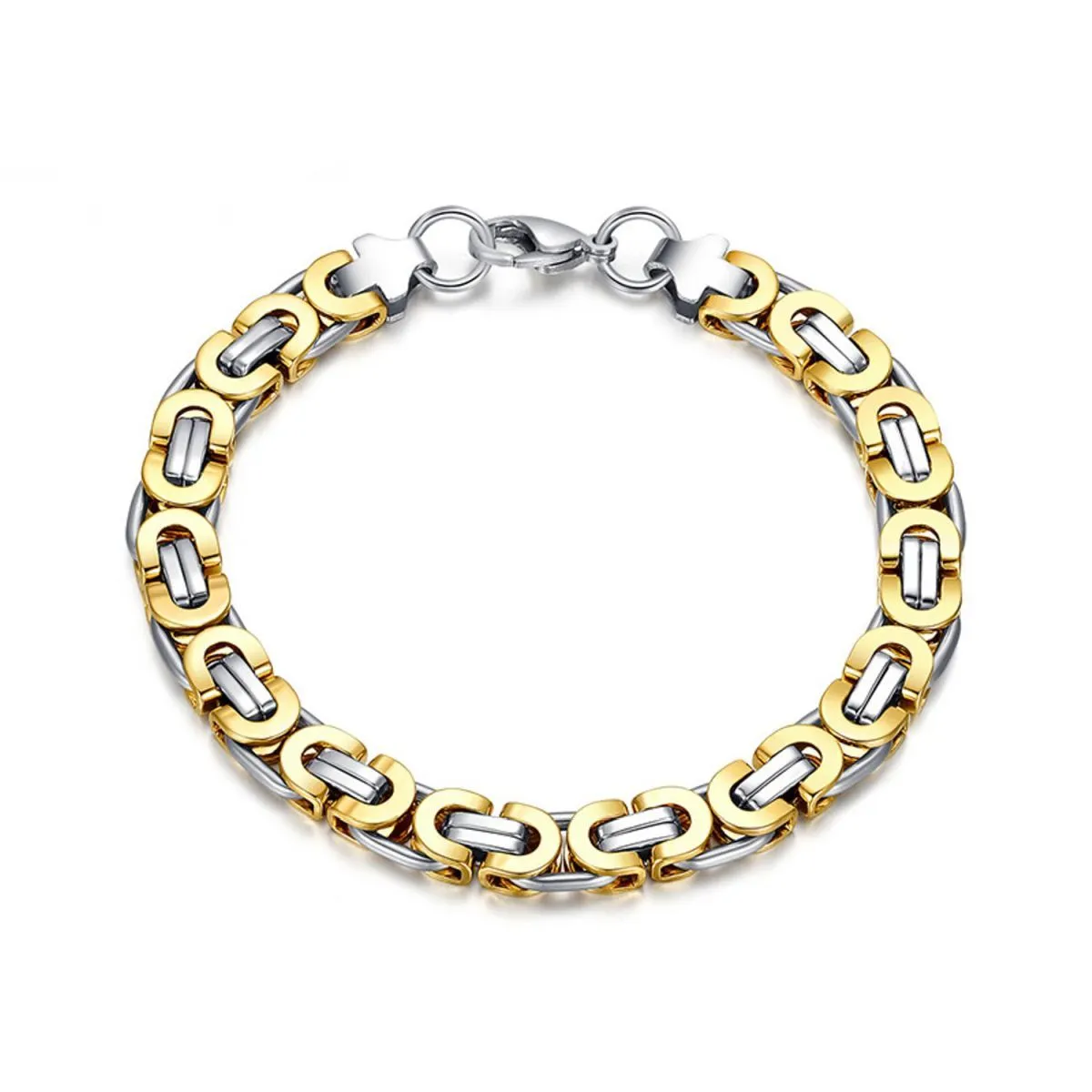 316L Stainless Steel Gold And Plated Geometric Bracelet For Men