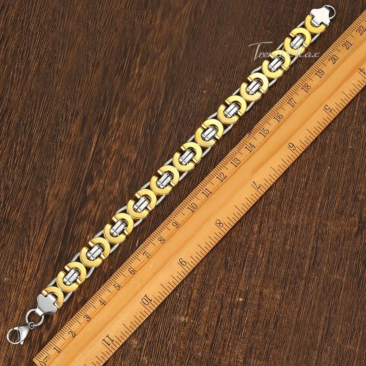 316L Stainless Steel Gold And Plated Geometric Bracelet For Men