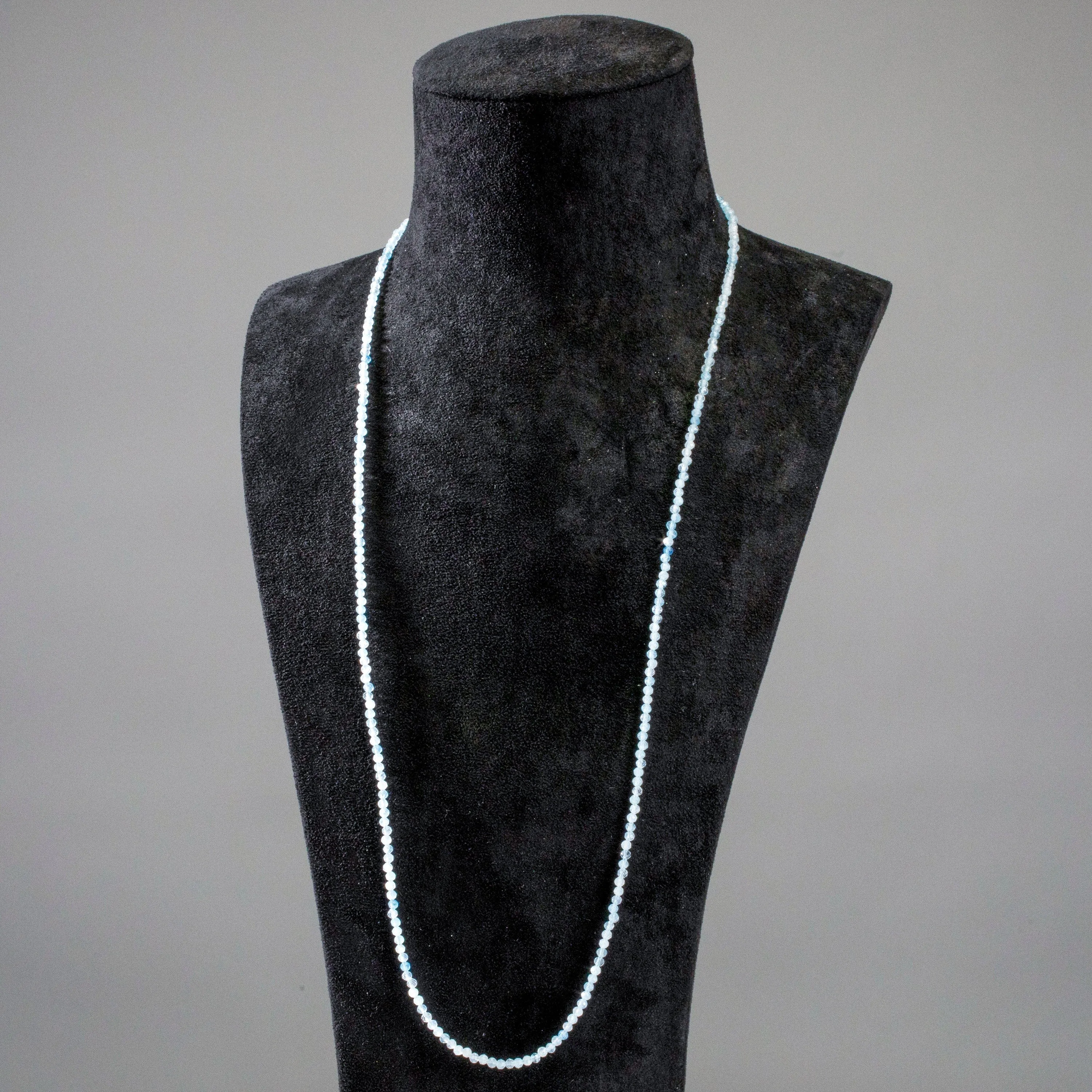 3mm Aquamarine Faceted 31" Necklace / Multi Wrap Bracelet