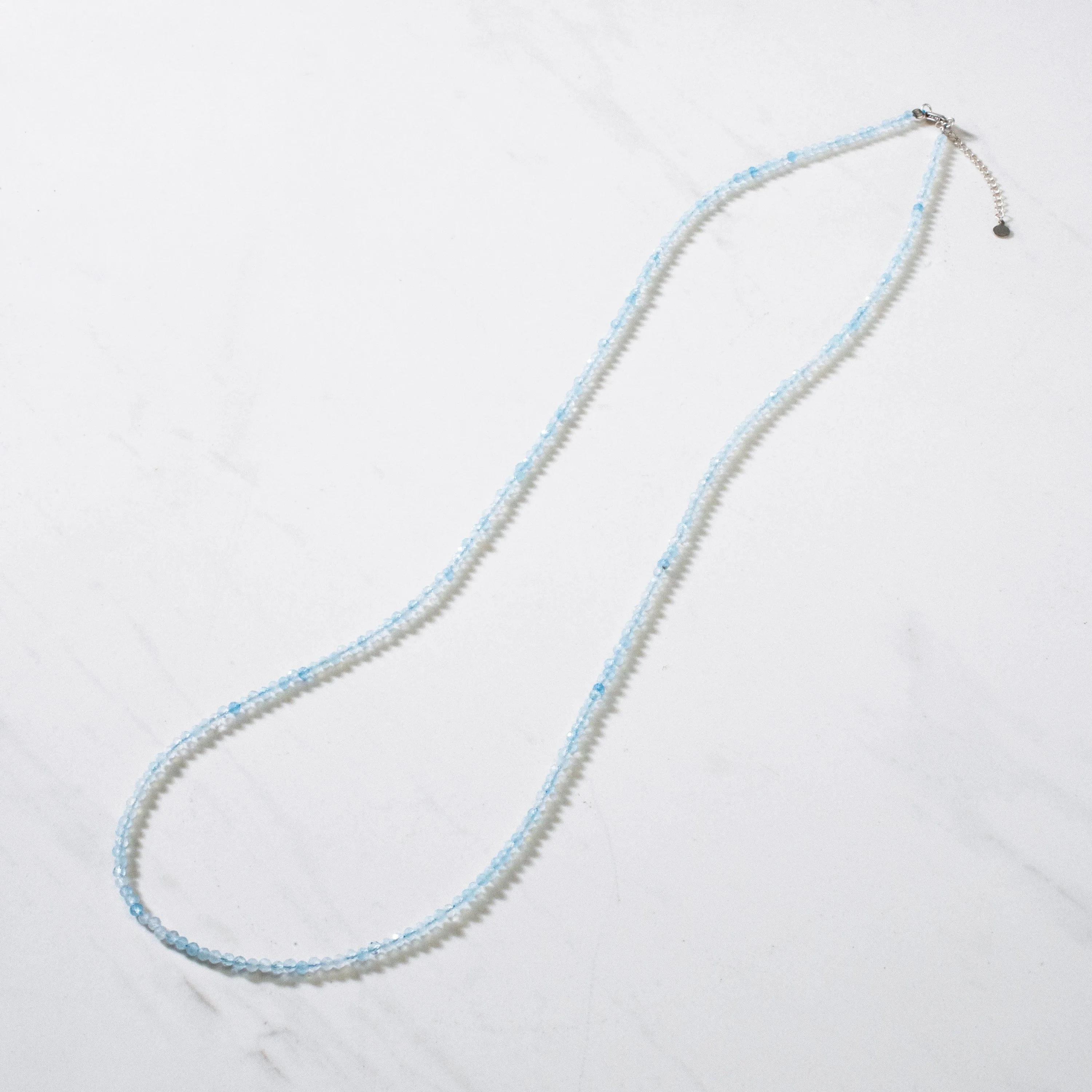 3mm Aquamarine Faceted 31" Necklace / Multi Wrap Bracelet