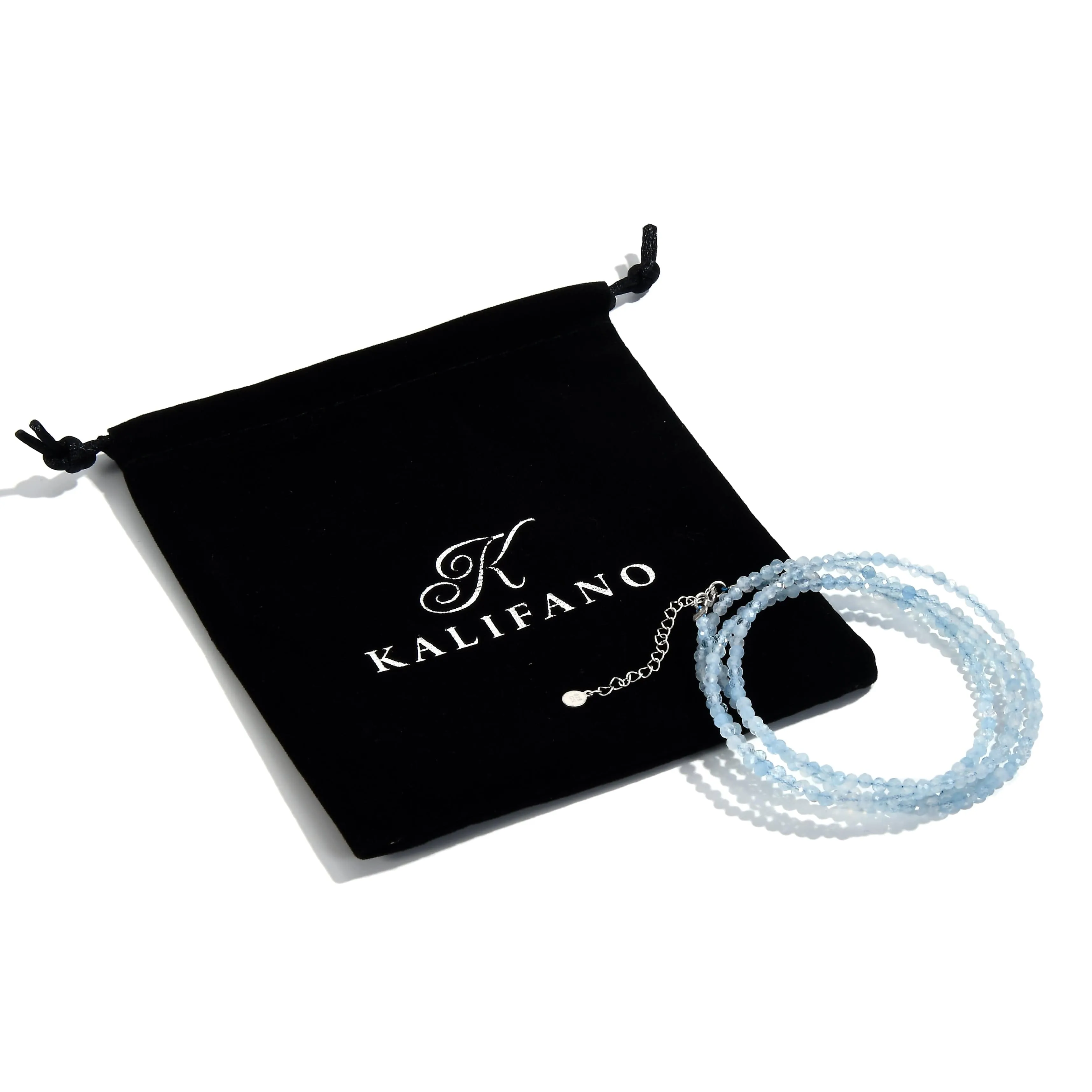 3mm Aquamarine Faceted 31" Necklace / Multi Wrap Bracelet