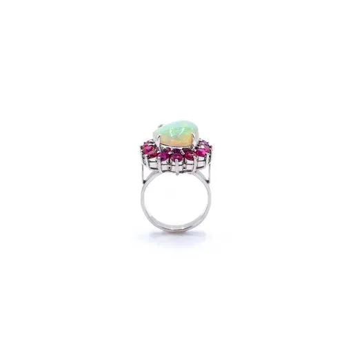 5 ct Opal Cabochon and Ruby Ring
